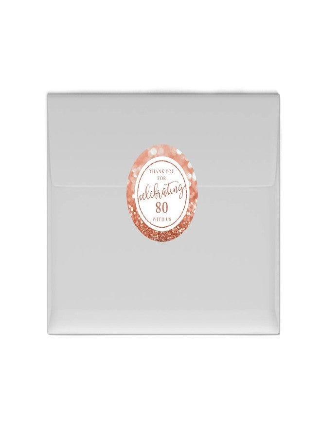 Andaz Press Glitzy Faux Rose Gold Glitter Round Sticker Labels, Thank You for Celebrating 80 with Us, 80th Birthday or Anniversary, 40-Pack - Image 3